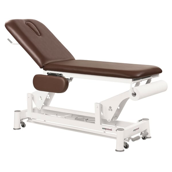 Ecopostural electric stretcher with two sections: White connecting rod and adjustable elevation (62 x 188 cm)