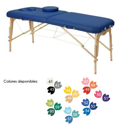 Ecopostural folding stretcher with adjustable technique: two bodies, with natural wood structure and facial hole (70 x 186 cm)