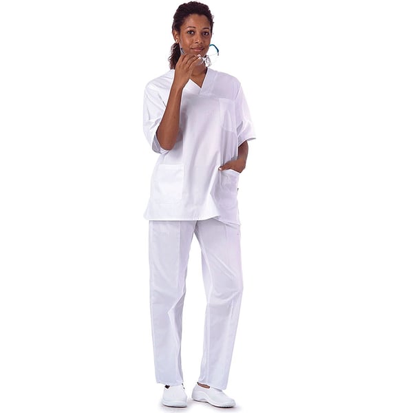 Unisex V-neck Scrub tunic (white)