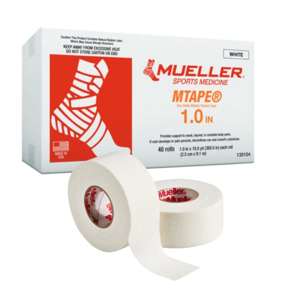 Mueller MTape® Inelastic Adhesive Tape Box (White) for Functional Bandaging - Various Sizes
