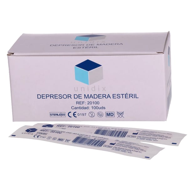 Sterile wooden tongue depressor (Box of 100 units)