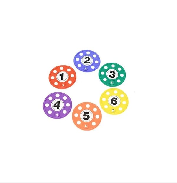 Set of six discs with holes