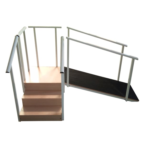 Staircase with three steps for rehabilitation (with or without ramp)