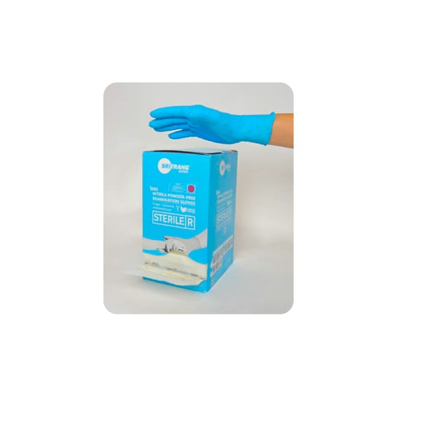 Nitrile gloves, powder-free, sterile: blue, 374-5 certified (box of 100)