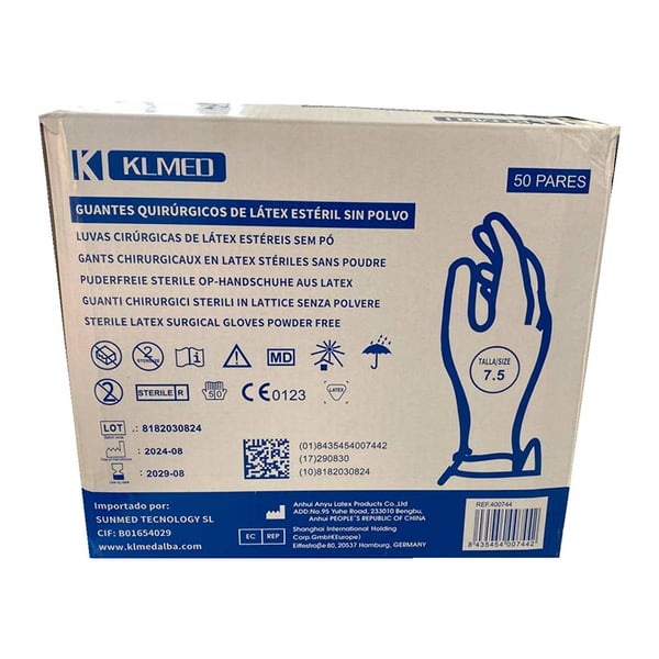 Sterile powder-free latex surgical gloves (box of 50 pairs)