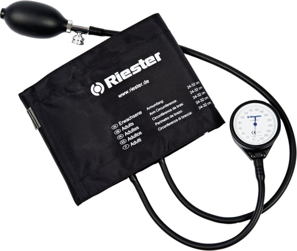 Riester Exact Aneroid Sphygmomanometer: With a separate bulb and manometer.