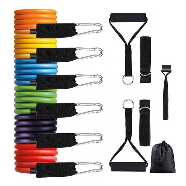 Multi-resistance kit for functional and muscle building training, with 6 resistance levels