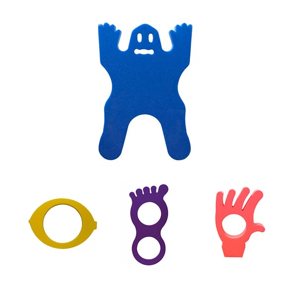 Pack of 4 mini tapestries: foot, hand, lemon and ghost