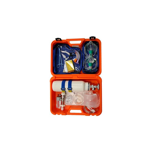 Resuscitation bag with pressure regulator 15L + 2L oxygen bottle (no load)
