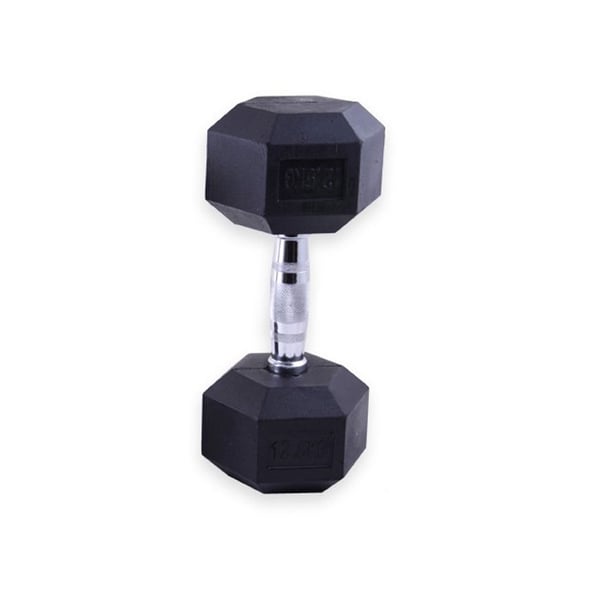 Hexagonal Rubber Dumbbell in Black Color
