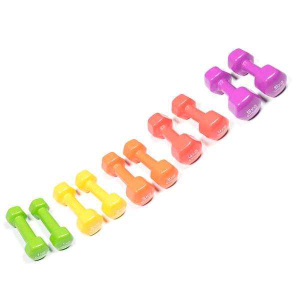 Pair of vinyl O'Live dumbbells (Different weights)