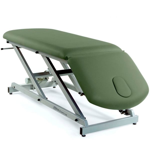 Electric examination stretcher: two bodies with negative reclining backrest, toilet paper holder and facial cap (two models available)
