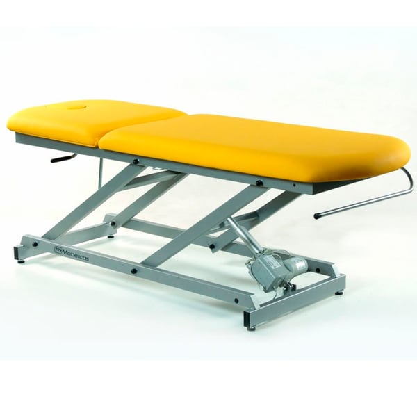 Electric examination stretcher: two bodies with steel structure, toilet roll holder and facial cap (several models available)