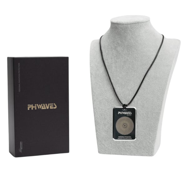 PHIWAVES 5G Pendant electromagnetic radiation protection device with Pranan nanodiamond technology. Wearable pendant designed for personal protection