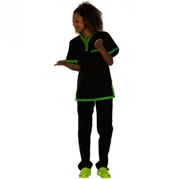 Unisex Trousers with elasticated waist (black and pistachio green)