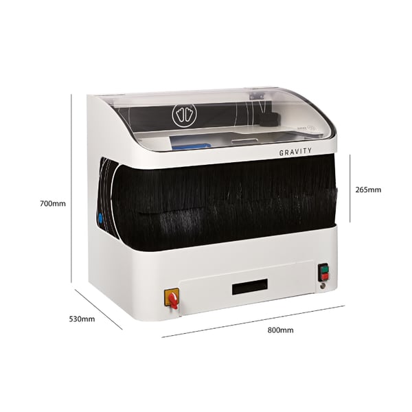 G3 Gravity Polisher: Sealed Cabinet with Panoramic Plexiglas, Dual Polishing Zone and Optimized Dust Management