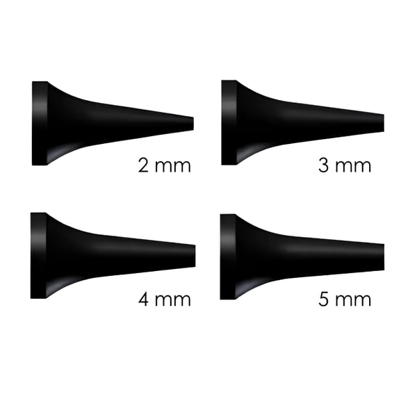 ENT, Ophthalmology and Dermatology Riester Reusable Auricular Speculum, 2, 3, 4, and 5 mm, Black, in PE Bag of 10 Units for ri-scope L3