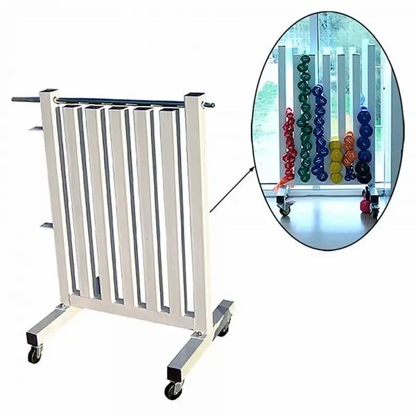 Vinyl weight rack with wheels and bar - OUTLET