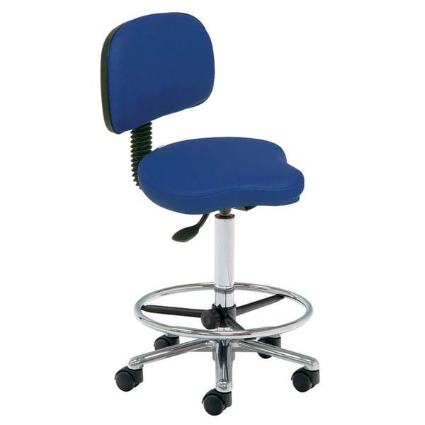 High Kinefis Elite bicycle-type stool with backrest: Height 59 - 84 cm, gas lift and footrest ring (Various colors available)