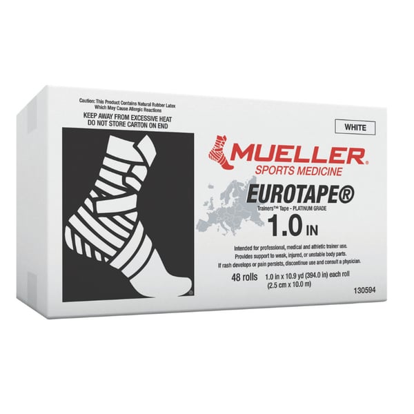 Mueller EuroTape® Platinum White Inelastic Adhesive Tape Box for Functional Bandaging - Various Sizes