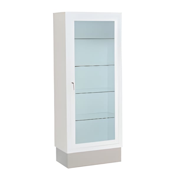Enameled display cabinet with 1 door and 4 fixed shelves (150X35X60)