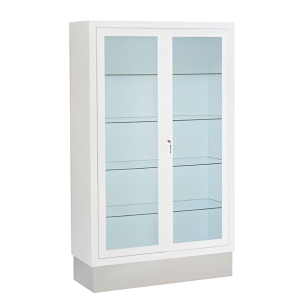 Enameled display cabinet with 2 doors and 4 fixed shelves (150X35X90)