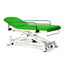 Electric examination stretcher: two sections with straight rise without lateral movement, handrails, roll holder, face plug and retractable wheels