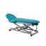 Multifunctional electric table for osteopathy: seven sections with motorized height adjustment, reclining backrest and retractable wheels