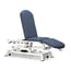 Electric stretcher for osteopathy: three bodies, with negative reclining backrest, toilet roll holder, face cap and retractable wheels