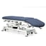 Electric stretcher for osteopathy: three bodies, with negative reclining backrest, toilet roll holder, face cap and retractable wheels