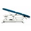 Electric osteopathy table: five sections with negative reclining backrest, adjustable armrests, roll holder, face plug and retractable wheels (two models available)