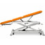 Electric osteopathy stretcher: three bodies, with negative reclining backrest, central fold and straight rise without lateral movement. Includes face cap and retractable wheels, with Trendelenburg position