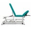 Hydraulic stretcher for osteopathy: five bodies, with negative reclining backrest, adjustable armrests and retractable wheels