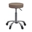 Silent Fast stool without backrest and height adjustable by gas piston: Flat and circular seat, chrome base with five silent wheels (Beige and White)