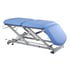 Hydraulic examination stretcher: three sections, chair-type with roll holder and face plug (two models available) - With retractable wheels: Premium Upholstery 62cm X 1.90m - Hydraulic examination stretcher: three sections, chair-type with roll holder and face plug (two models available) - With retractable wheels: Premium Upholstery 62cm X 1.90m -