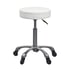 Silent Fast stool without backrest and height adjustable by gas piston: Flat and circular seat, chrome base with five silent wheels (Beige and White) - Color: White - Reference: A26.WKST003