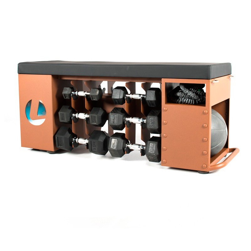 O'live functional bench storage of material and muscular training in a