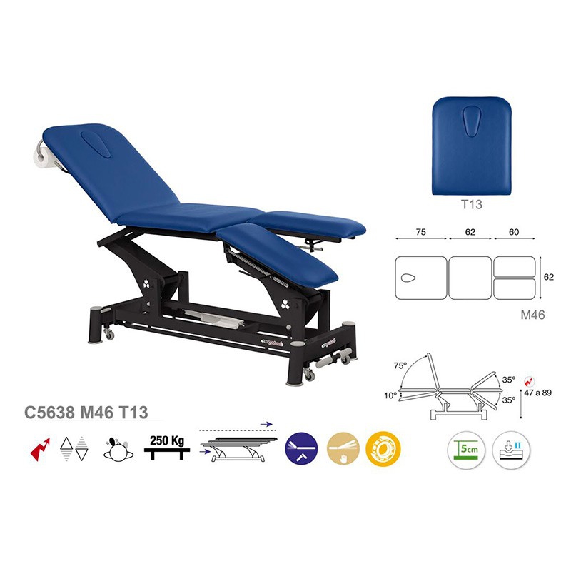 Electric stretcher, ecopostural, ideal for specialties three bodies with black connecting rod