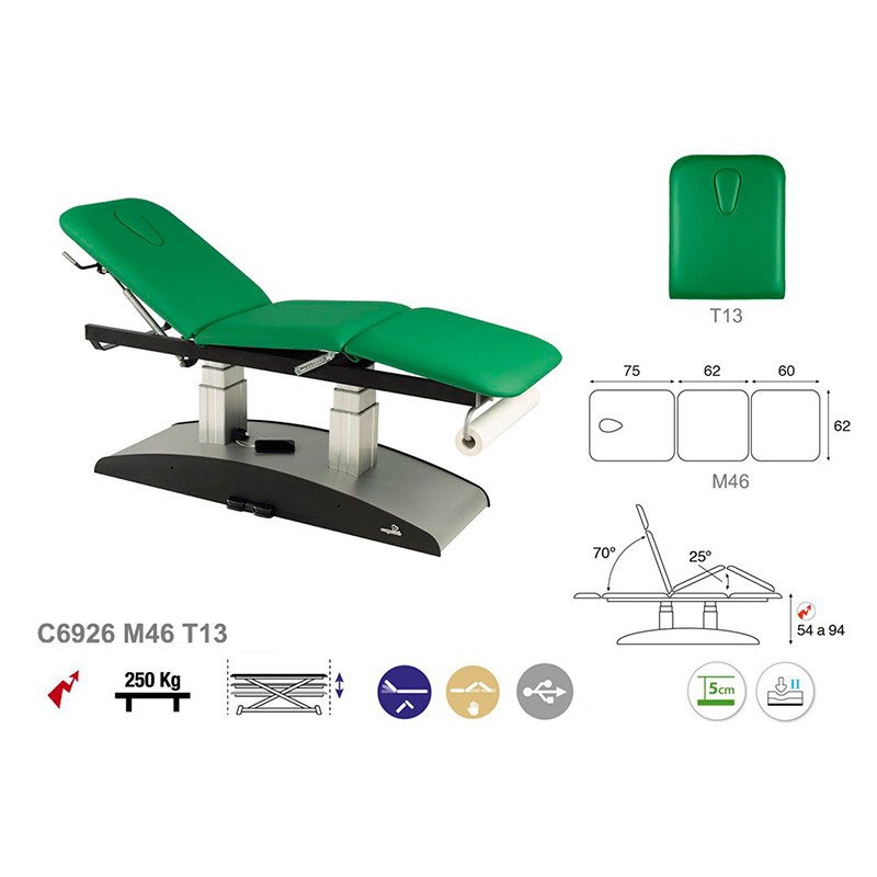 Ecopostural electric stretcher vertical elevation with two columns