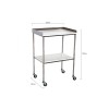 Side table in chromed steel with two melamine shelves and top rail