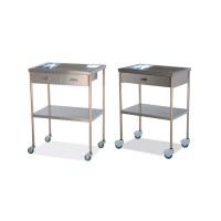 Stainless steel side table with removable upper tray (Two models available)