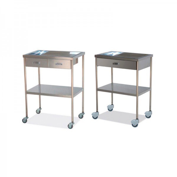 Stainless steel side table with removable upper tray (Two models available)