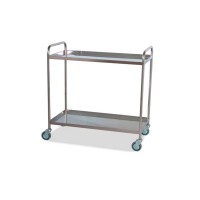 Food cart with flanged shelves and swivel casters (two models)