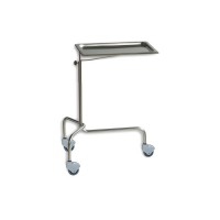 Mayo table in chromed steel with removable and height-adjustable top tray