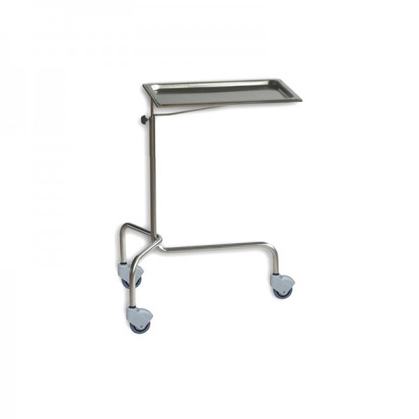 Mayo table in chromed steel with removable and height-adjustable top tray