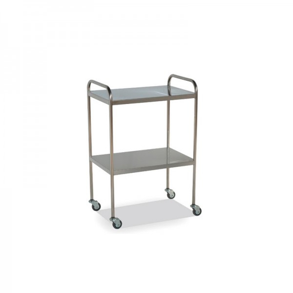 Stainless steel side table with two smooth and two pushers