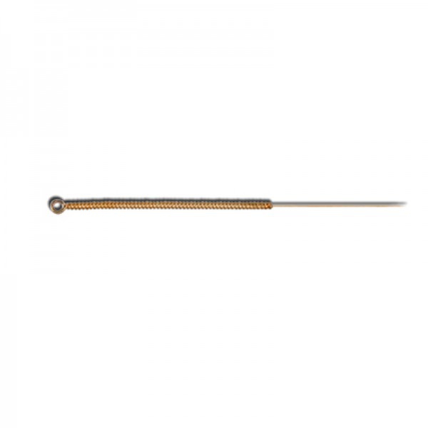 Chinese Acupuncture Needle with Head and Without Guide, Gold-Plated 18-Karat Zenlong 0.22X25 mm