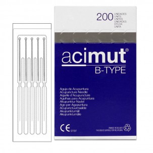 Acimut B-Type Acupuncture Needles - Silver plated handle with round head without guide in blister of five needles