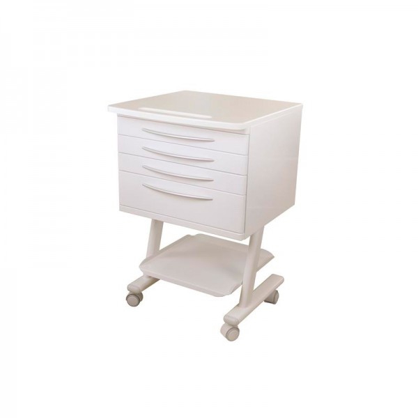 Mobile trolley with four drawers RC4 (white color): ceramic top