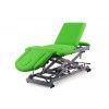 Multifunctional hydraulic couch for osteopathy: nine bodies with motorized height adjustment, negative reclining backrest, central fold, retractable arms and wheels
